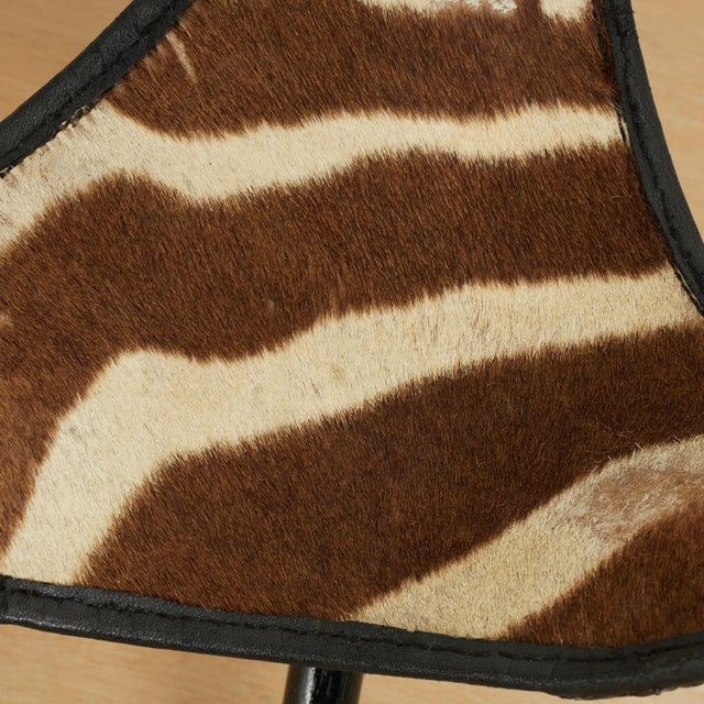 British Colonial Style Zebra Folding Stool or Seat For Sale - Image 11 of 15