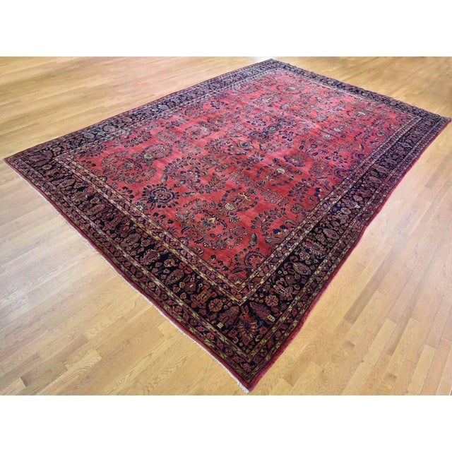 Persian Antique Persian Moharajan Sarouk Red Hand Knotted Wool Rug For Sale - Image 3 of 11