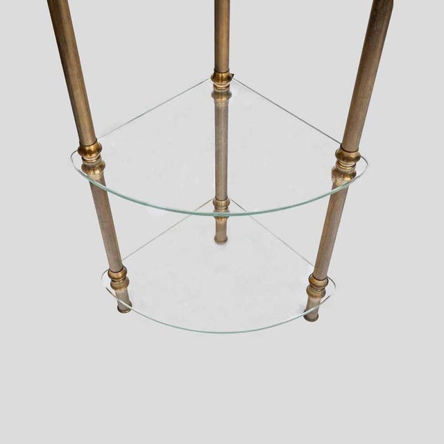 Vintage Italian Three-Tier Glass and Brass Side Table, 1960s For Sale - Image 4 of 9