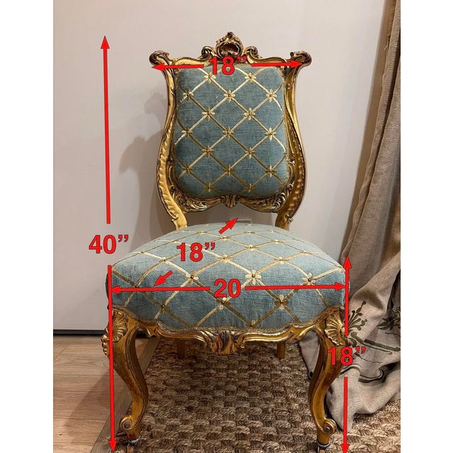 1930s French Louis XV Revival Giltwood Chair With Custom Embroidered Upholstery For Sale - Image 9 of 9