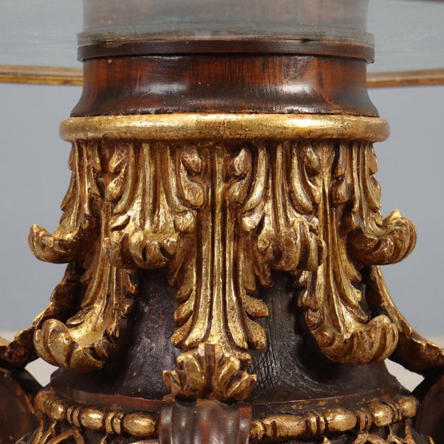 Wood Carved Wooden Center Table with Glass Top For Sale - Image 7 of 10