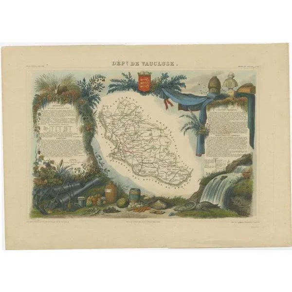 Antique map titled 'Dépt de Vaucluse'. Map of the French department of Vaucluse, France. Vaucluse is the center of wine...
