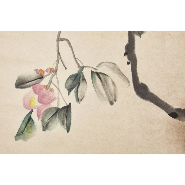 Ivory Chinese Hanging Scroll Painting of Camellias Signed Dated For Sale - Image 8 of 13