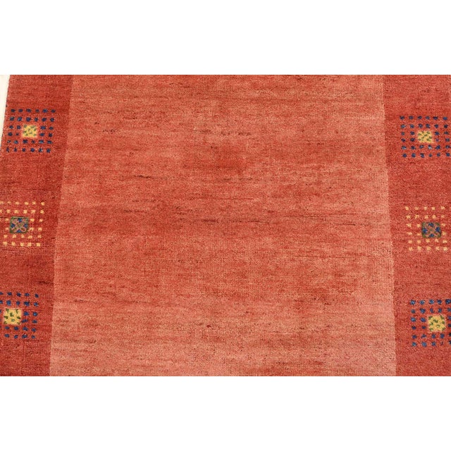 2020s Gabbeh Rug 3′ X 5’2” Red Wool Contemporary Hand-Knotted Carpet For Sale - Image 5 of 12