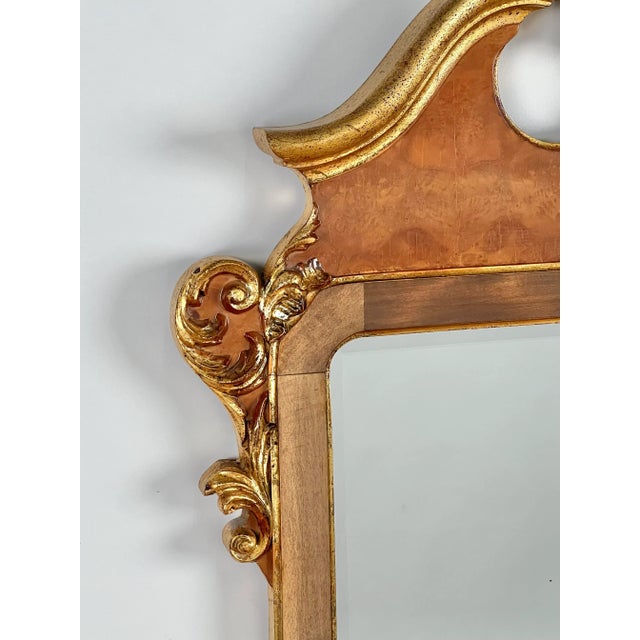 Labarge Late 20th Century La Barge Georgian Style Mirror With Distressed Gilt Accents For Sale - Image 4 of 7