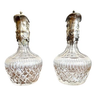 Antique Edwardian Silver-Plated Claret Jugs, 1900s, Set of 2 For Sale