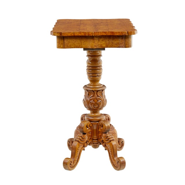 Wood 19th Century Swedish Burr Birch Shaped Occasional Table, 1870s For Sale - Image 7 of 9