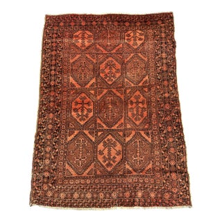 Antique Rust Herati Hand-Knotted Wool Rug - 5'3" X 3'8" For Sale
