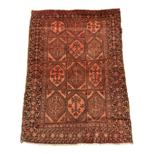 Antique Rust Herati Hand-Knotted Wool Rug - 5'3" X 3'8"