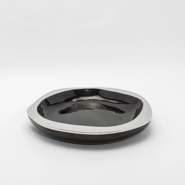 R & Y Augousti Bowl in Black Shell With Stainless Steel Details by R&y Augousti For Sale - Image 4 of 12