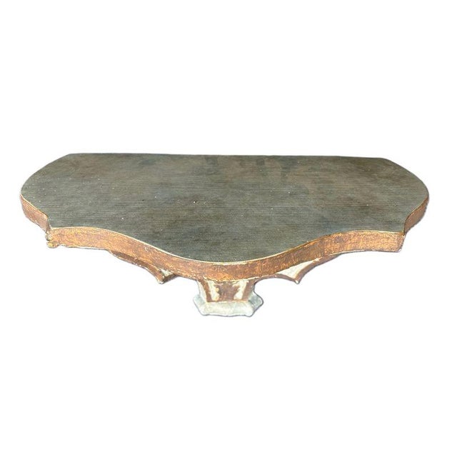 Rococo Large Vintage Italian-Style Gilded Celadon Rococo Wall Brackets—A Pair For Sale - Image 3 of 18
