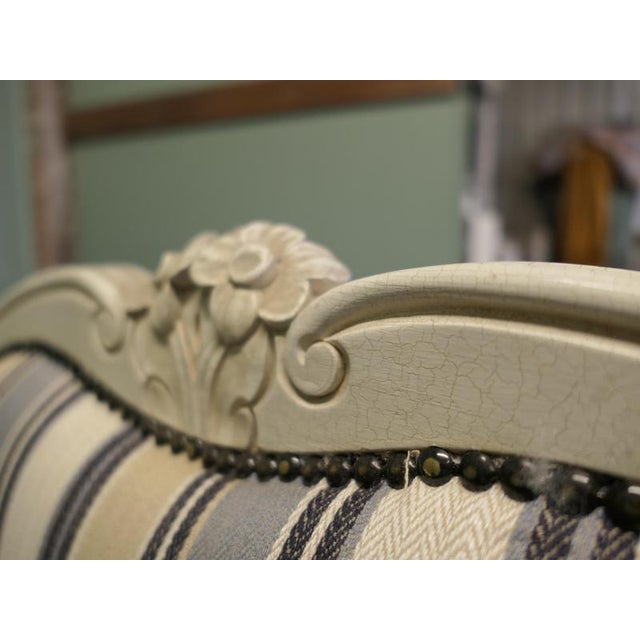 Blue French Upholstered Double Bed For Sale - Image 8 of 10