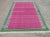 Handmade Cotton Rug, Raspberry with Forest Green Geometric Border and Cream Fringe - 6'x9' For Sale - Image 9 of 10