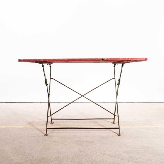 French Folding Wood and Forged Metal Base Table, 1950s For Sale - Image 3 of 10