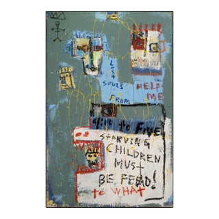 Jim Stella, Children Acrylic on Canvas Contemporary Street Art Painting Detroit For Sale