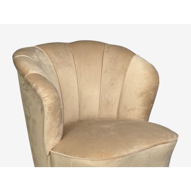 Tan Asko, Finnish Modern, Lounge Chairs, Beige Velvet, Beech, Finland, 1950s For Sale - Image 8 of 13