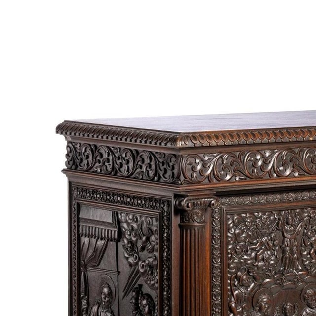 Furniture - Sacristy Cabinet - 19th Century. from the 19th century; with two doors; made of oak wood with four profusely...