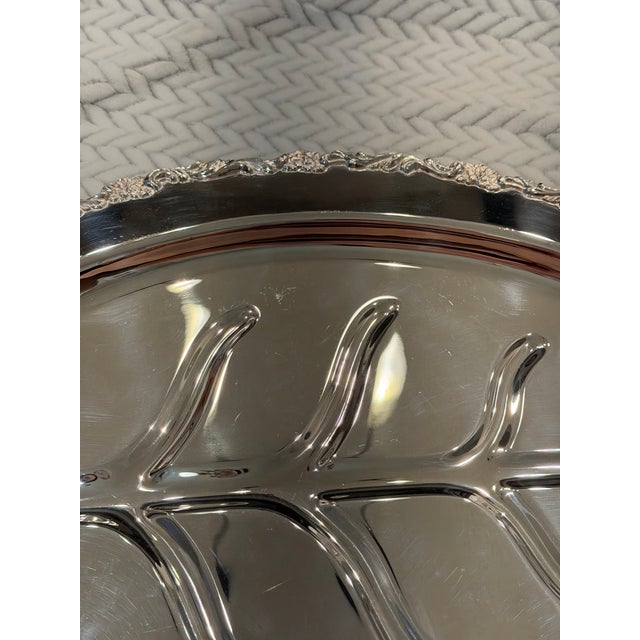 Vintage Ornate Silverplate Footed Tree & Well Carving Platter For Sale - Image 12 of 16