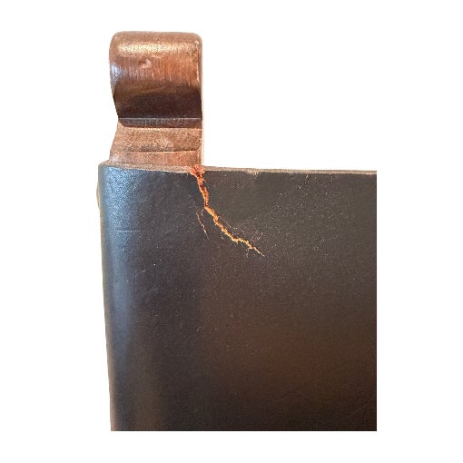 Pair of Vintage Spanish Brutalist Leather & Oak Accent Chairs For Sale - Image 10 of 13