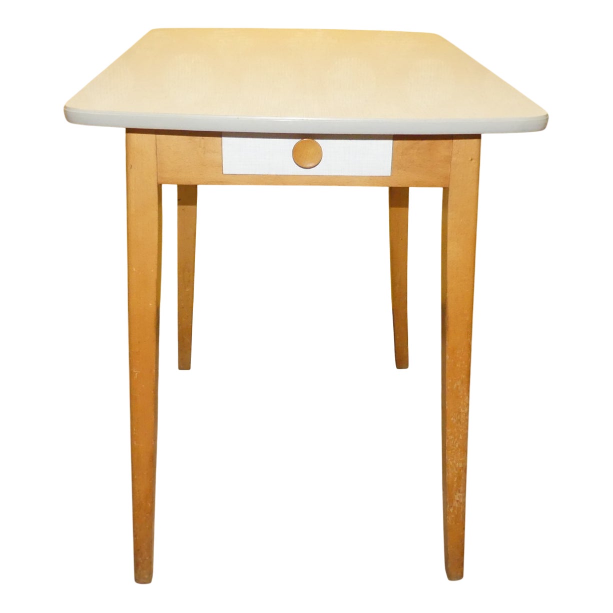 Small Wooden Kitchen Table with Drawer and Formica Top, 1950s