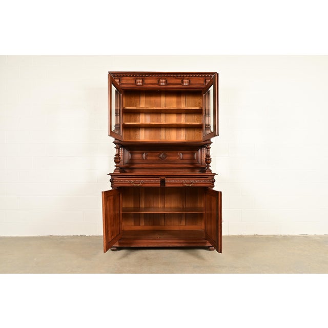 Late 19th Century Antique French Renaissance Carved Walnut Sideboard or Bar Cabinet, Circa 1890s For Sale - Image 5 of 18
