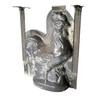Antique Chocolate Candy Rooster Chicken Metal Mold Complete For Sale