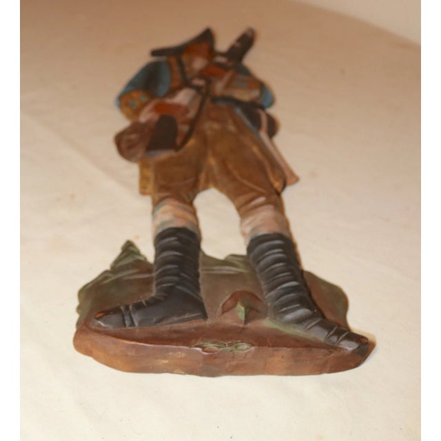 Wood Vintage Hand Carved Painted Wood Revolutionary War Military Wall Sculpture For Sale - Image 7 of 10