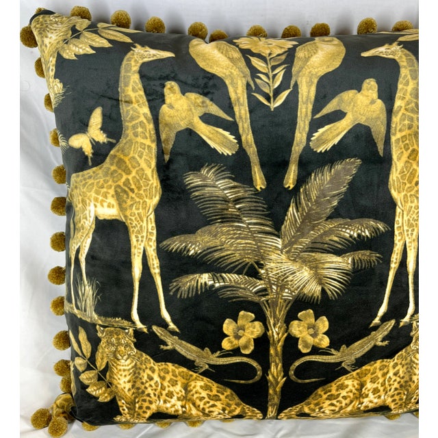 2020s 20" Square Decorative Throw Pillow With a Stunning Safari Animal Print of Giraffes, Leopards, Birds and Lizards- Made in the U K For Sale - Image 5 of 12