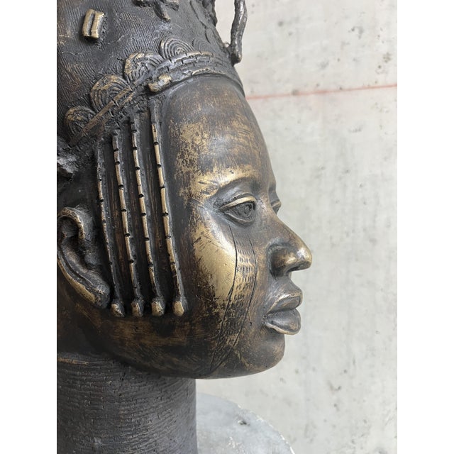 Nigeria, 1920s h 85cm w 27cm d 38cm impressive handmade bronze benin head this stunning benin bronze head is a testament...