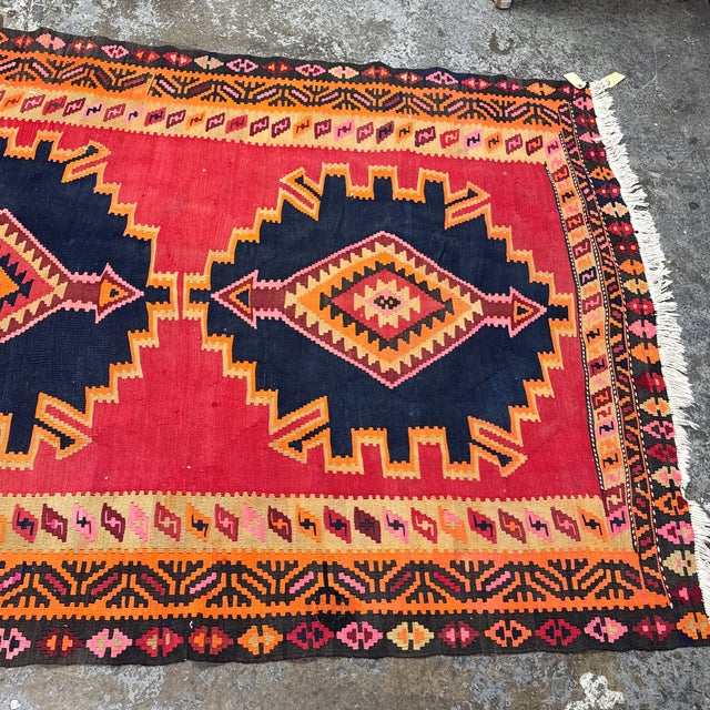 Vintage Handwoven Kilim Runner With Triple Medallion Design For Sale - Image 12 of 12