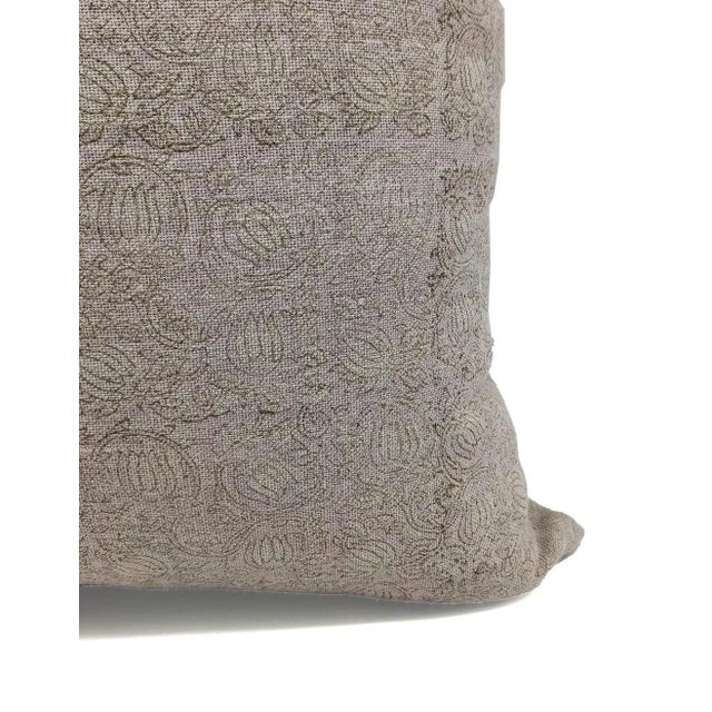Hand-Block Printed Decorative Cushion Cover Thick Linen 14x14 Inch- 8Kamal For Sale - Image 4 of 5