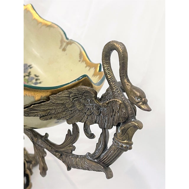 Porcelain & Bronze Oval Vase Cream Floral Wl 1895 Wong Lee Chairish