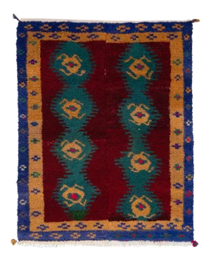 1970 Vintage Handmade Turkish Small Tulu Rug , 3'7'' X 4'4''