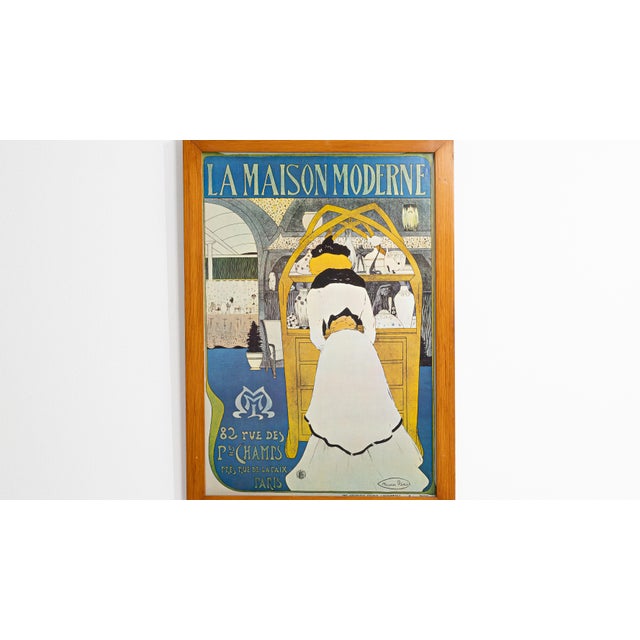 Mid 20th Century France Modern Blue Wood Poster For Sale - Image 9 of 15
