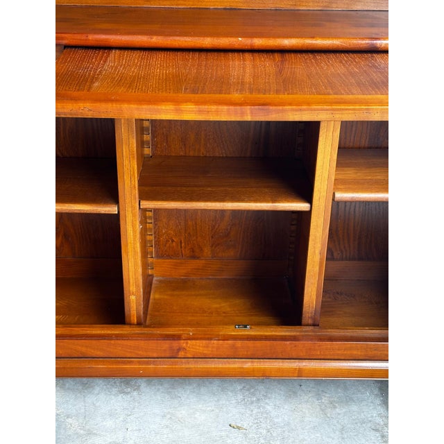 20th Century Cherry Wood Bookcase with Sliding Writing Surface, 1920s For Sale - Image 10 of 18