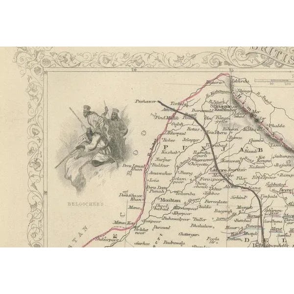 Map of India with Cultural and Natural Vignettes, 1851 For Sale - Image 4 of 6