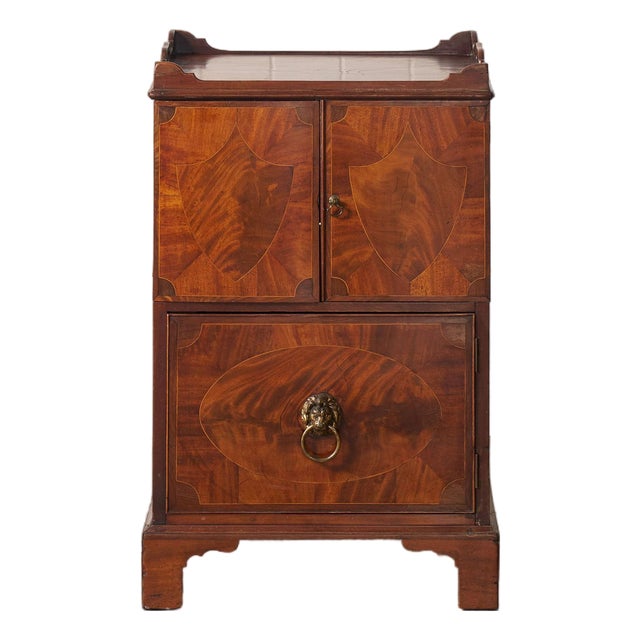 Georgian Inlay Mahogany Night Cabinet With Tray Top (C. 1850) For Sale