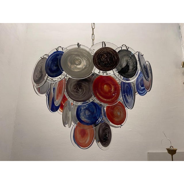 Blue Large Space Age Murano Disc Chandelier, 1970s For Sale - Image 8 of 16