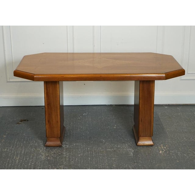 Lovely Vintage Art Deco Walnut Dining Table. The vintage Art Deco Style walnut veneer on hardwood dining table is a...