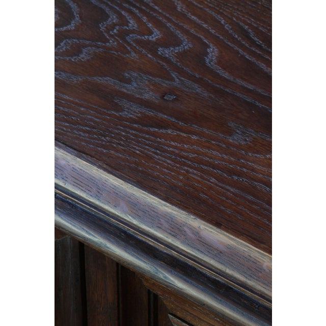 Large Vintage Brutalist Danish Dark Stained Oak Sideboard, 1940s For Sale - Image 14 of 18