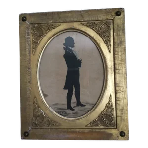 Silhouette of George Washington Cut at Mount Vernon in 1795 in Gold Frame