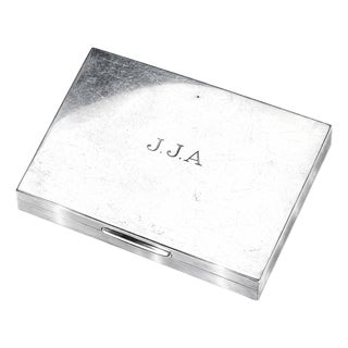 Elegant Cartier Vintage Heavy Large Sterling Silver Antique Trinket Jewelry Box Case For Sale