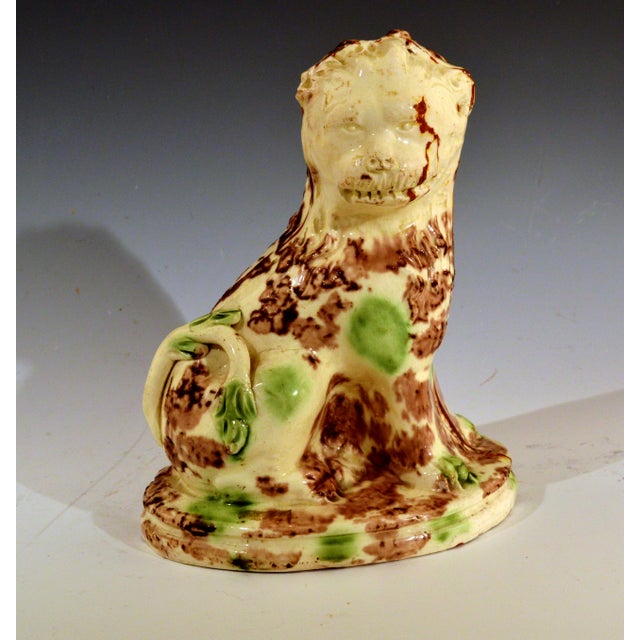 English Creamware Pottery Model of a Seated Lion, With a Whieldon-Type Tortoise-Shell Glaze, Circa 1765-85 For Sale - Image 4 of 12