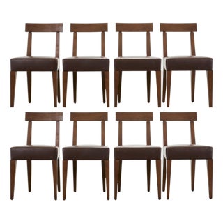 Set of Eight Italian Promemoria Attributed Leather Dining Chairs For Sale
