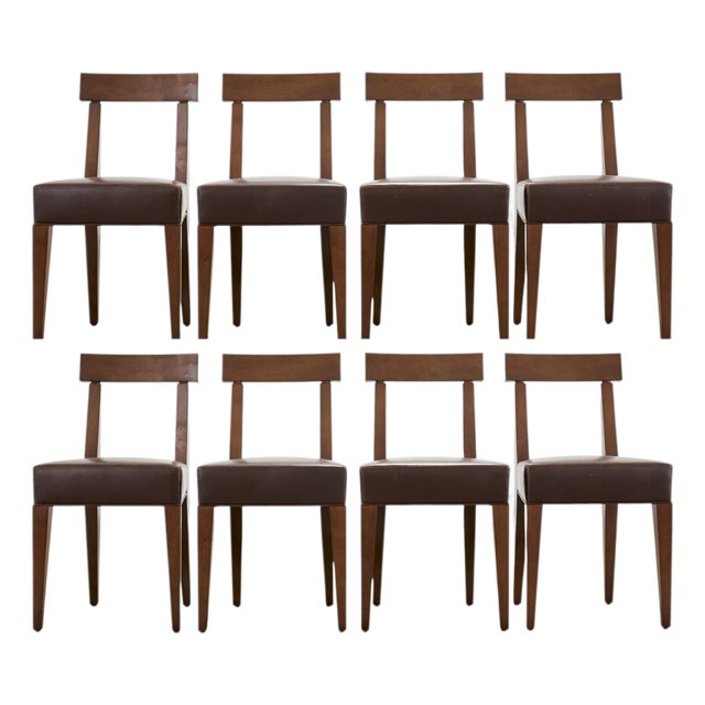 Set of Eight Italian Promemoria Attributed Leather Dining Chairs For Sale