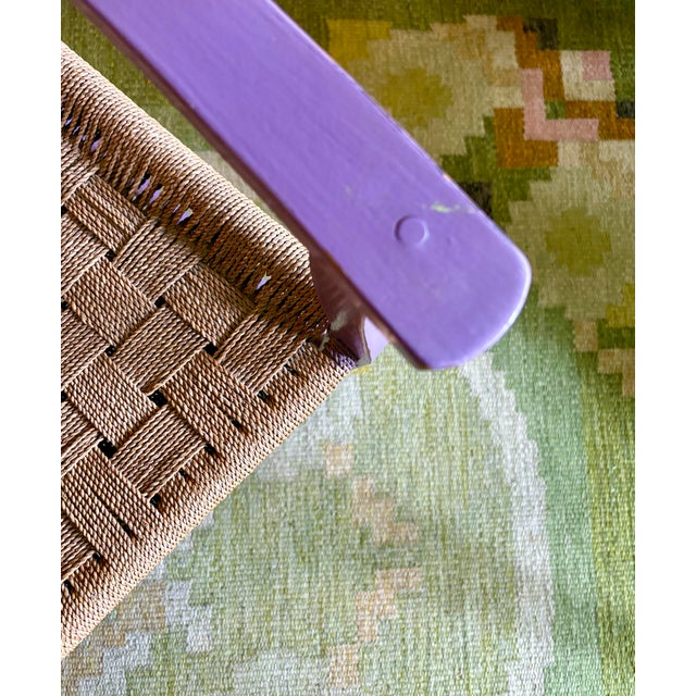 Danish Vintage Ladderback Armchair Featuring a Hand-Woven Rush For Sale - Image 4 of 10