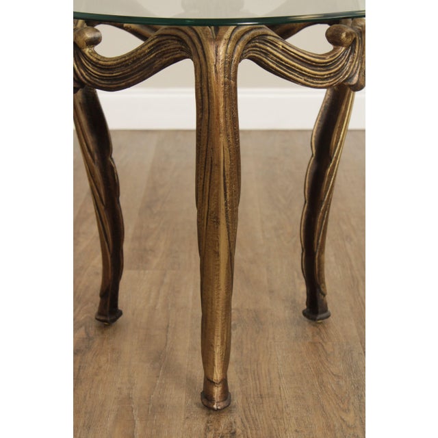 Hollywood Regency Gilt Metal & Glass Side Tables - A Pair For Sale - Image 11 of 12