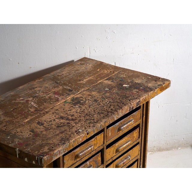 Industrial Chest of Drawers in Pine and Iron, Central Europe, 1950 For Sale - Image 5 of 13