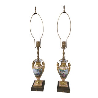 Pair of Sevres Types Porcelain Vases Mounted as Lamps For Sale