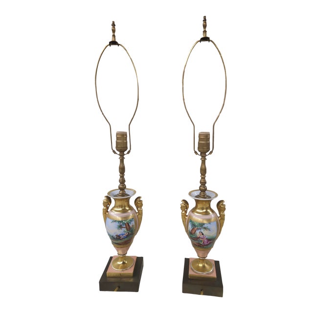 Pair of Sevres Types Porcelain Vases Mounted as Lamps For Sale